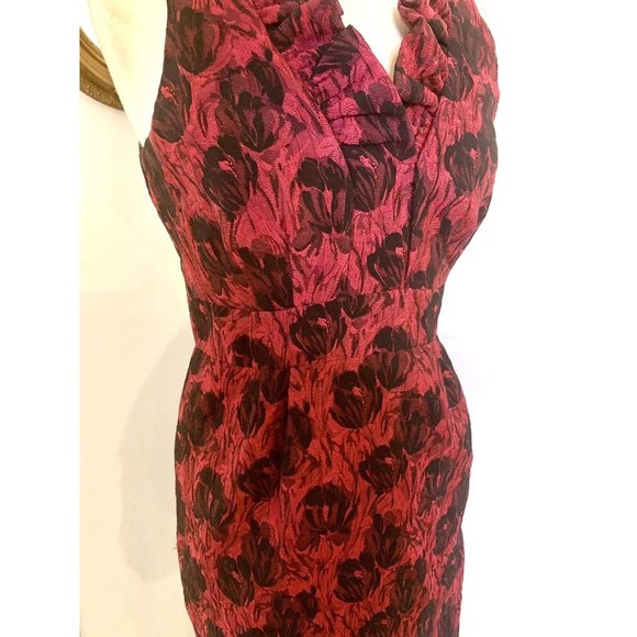 Fuchsia & Black Floral Sheath Dress  Sleeveless Size 8 M - Picture 9 of 11